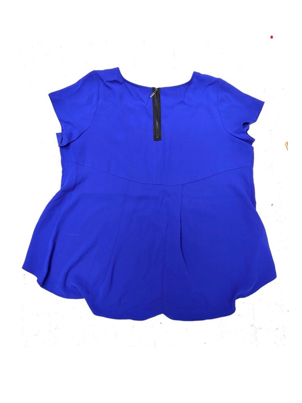 Alfani Royal Blue / Cobalt Blue Short Sleeve Blouse, Back Box Pleat Detail